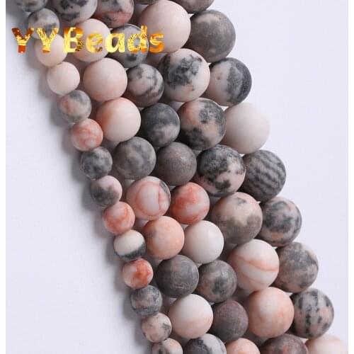 Matte Natural Gem Stone Frosted Pink Zebra Jaspers Beads Round Beads For Jewelry Making DIY Women Bracelets Anklets 15" 6 8 10mm