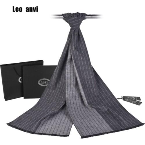 Leo anvi Brand Scarf men luxury striped Business Warm Cashmere Scarf Soft Tassel ethnic Shawl Wrap Winter scarf men scarves