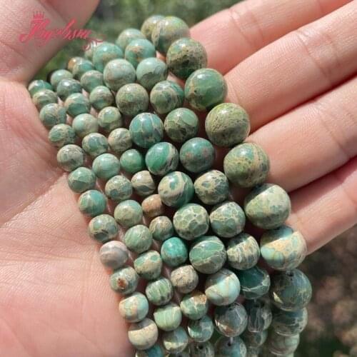 Natural ShouShan Stone Round Green Stone Beads Spacer Loose 6/8/10mm For diy Jewelry Making Necklace Bracelet Women strand 15"