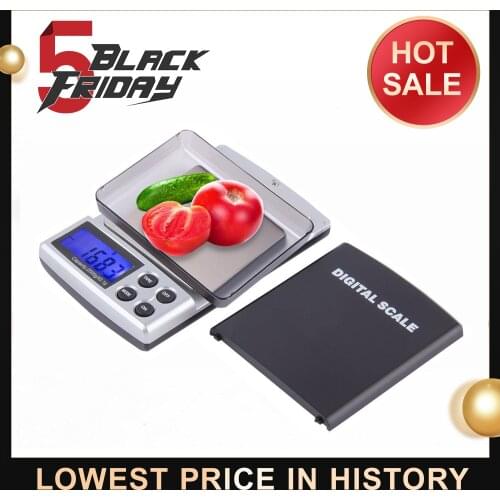 Lack+Silver Auto Power Off 0.1G/2000G Digital Pockets Scale Jewelry Weight Balance Scale Precision LCD With Optional Backlight