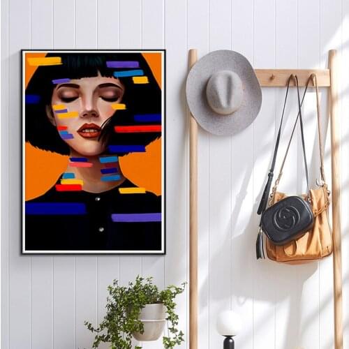 Color Girl Poster Nordic Canvas Painting Graffiti Art Portrait Abstract Art Wall Art Print Picture For Living Room Home Decor
