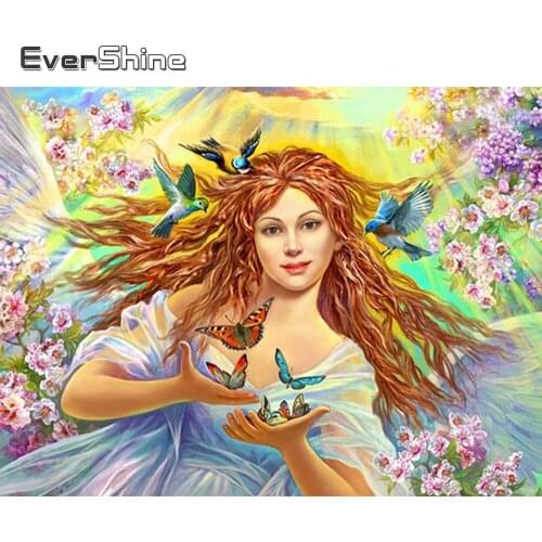 Evershine Diamond Embroidery Woman Rhinestone Art 5D DIY Diamond Painting Flower New Arrival Mosaic Kit Portrait Home Decoration