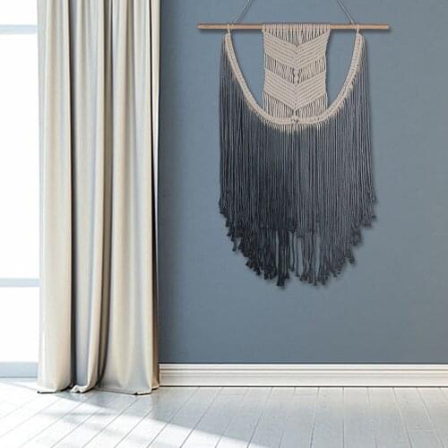 Hand-woven Tapestry With Long Tassel Background Wedding Living Room Decor Simple Modern Style Cotton And Linen Chic Handicraft