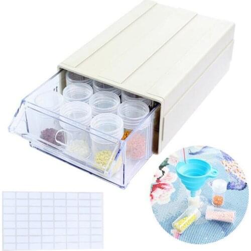 DIY 5D Diamond Painting Beads Storage Container with Detachable Boxes and Individual Grid Bottles for Drills Jewelry Storage Box
