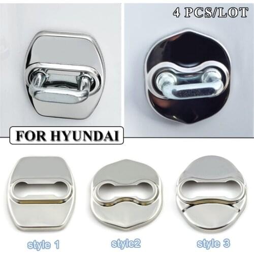 Ceyes Door Lock Cover Car Styling Stainless Steel Case For Hyundai Solaris erna Rena I40 IX20 Veloster Rohens Car-Styling 4PCS