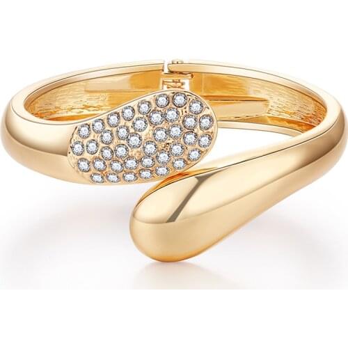 ORNAPEADIA Hot Selling Popular Bracelet Minimalist Scenery Face Unilateral Diamond-studded Womens Gold-plated Alloy Bracelet