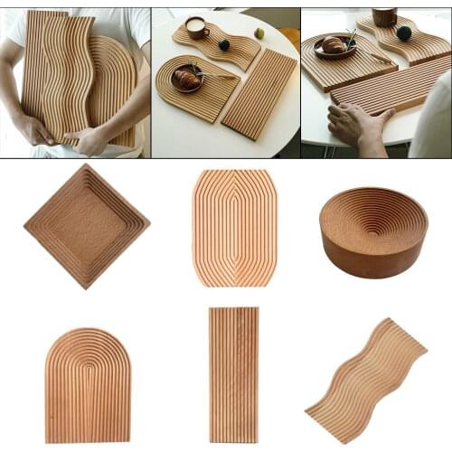 Wavy Wood Slicing Tray for Serving, Cutting Board, Cake Storage Organizer, Coffee Table, Kitchen Decoration