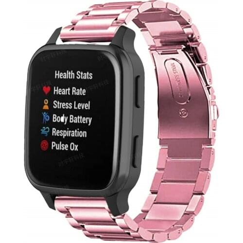 Stainless Steel Metal Watchband for Garmin Venu SQ Watch Wrist Band Strap For Garmin Vivoactive 3 Music Forerunner 245 645 Bands