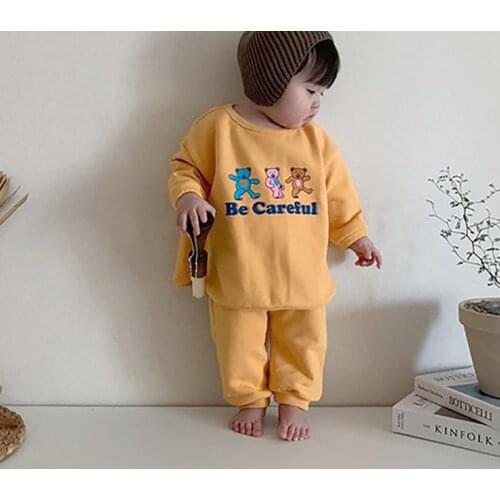 MILANCEL 2021 Autumn New Baby Clothes Set Casual Bear Suit Toddler Hoodies and Pants 2 Pcs Boys Clothes Set