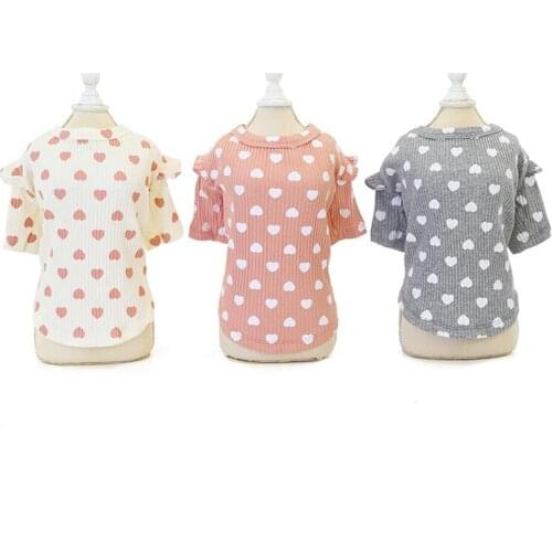 Cute Dog Puppy Vest Pajamas Beautiful Fashion Heart Print High Quality Outdoor Walking Schnauzer Poodle Pet Clothing