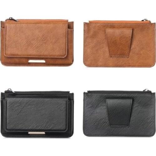 Multi-functional purse belt 5.5" mobile phone Case, zipper three pocket bag protection cover for ZOJI Z8 HomTom S16 Doogee Mix 2