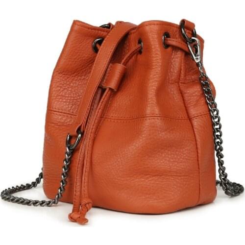 Fashion Brand Designer Mini Womens Chain Bag Genuine Cow Leather Small Shoulder Messenger Bag Casual Bucket Sling Bags