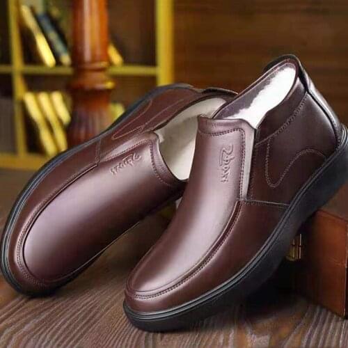 Winter Shoes Men Boots Genuine Leather Ankle Snow Boots Formal Men Shoes Leather Warm Casual Platform Boots Man Botas Hombre