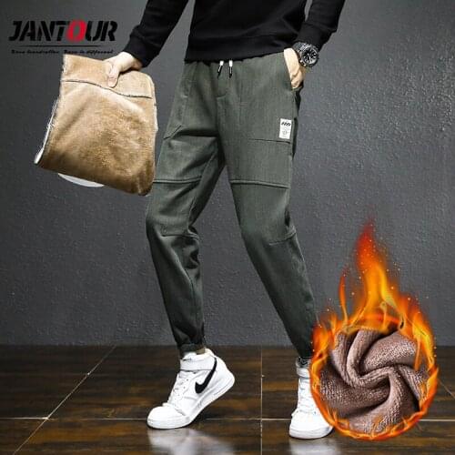 2020 Winter New Mens Warm Thick Harem Pants Fashion Black Gray Army-green Fleece Loose Trousers Male Brand Big Size 28-36 38