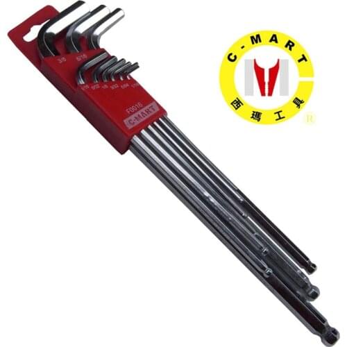 9pc Ball Point Hex Key Wrench Extra Long Arm Allen Key Set Inner Hexagonal Wrenches CRV Hexagon Spanners Metric English System