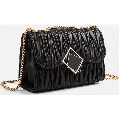 2021 New Trendy Fashion leather pleated handbag Chain Single Shoulder Purses Crossbody Satchels Handbags Luxury Designer