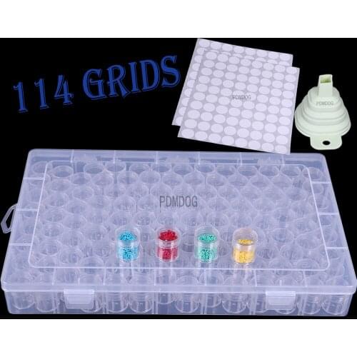 New Plastic Diamond Painting Accessories 114pcs Bottles Container Storage Box Diamant Painting Holder Daimond painting Box
