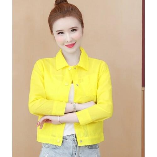 Solid Color Pink Yellow White Sun Protection WomenS Clothes Spring Summer Baseballn Jacket Windbreaker Coat Outwear 2021