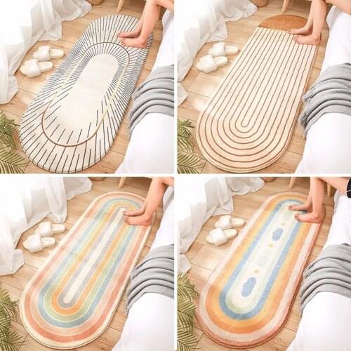 Oval Bedside Furry Rug Bedroom Long Foot Mat Super Soft Lamb Wool Living Room Rug Antiskid Soft Carpet Long Hair Yoga Floor Mat