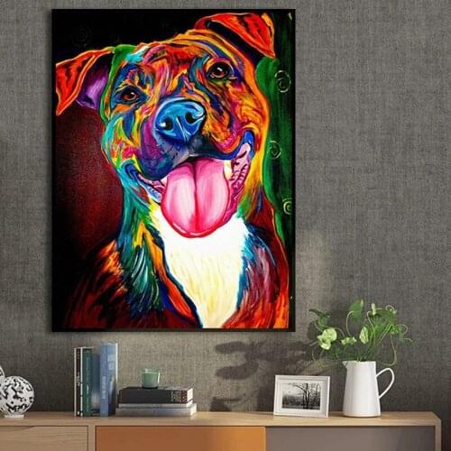 Abstract Animal Poster Printing Canvas Painting Color Dog Printing Wall Painting Room Living Room Home Decoration Frameless