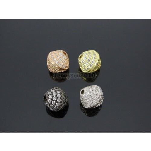 Clear Zircon Gems Stones Pave Bicone 10mm Bracelet Connector Charm Beads Silver Gold Rose Gold Gunmetal 10Pcs/Pack