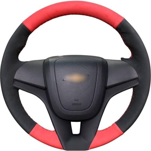 Hand Sew Soft Black Red Suede Custom Car Steering Wheel Cover for Chevrolet Cruze Aveo Orlando Holden Cruze Ravon R4