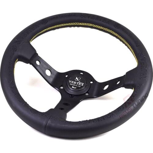 330mm 13inches Black Vertex Deep Dish JDM Rally Drift Sport Racing Steering Wheel With Horn Button