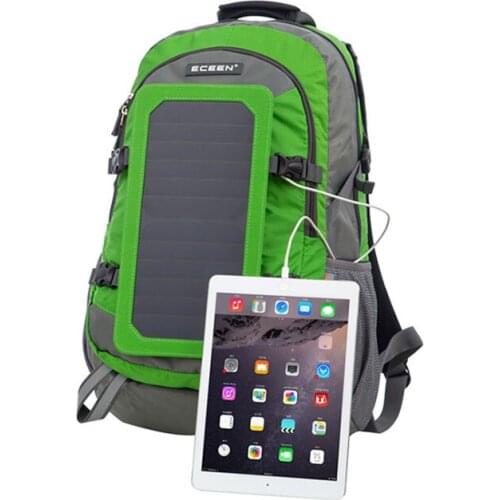 Solar Backpack 7W Solar Panel Charge For Cell Phones and 5V Device Power Supply Travel Hiking Backpack 17 inch laptop bag