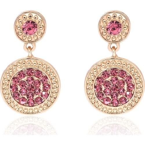 Rainbow hope round crystal Rhinestone romantic style stud earrings & gold/silver plated High-quality Ear studs for women