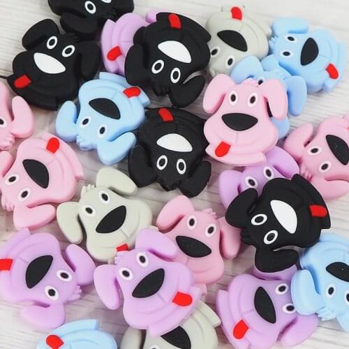 Chenkai 50PCS Silicone Sheep Dog Bead Baby Cute Cartoon Chewable Pacifier For DIY Smoothing Teething Accessories BPA Free