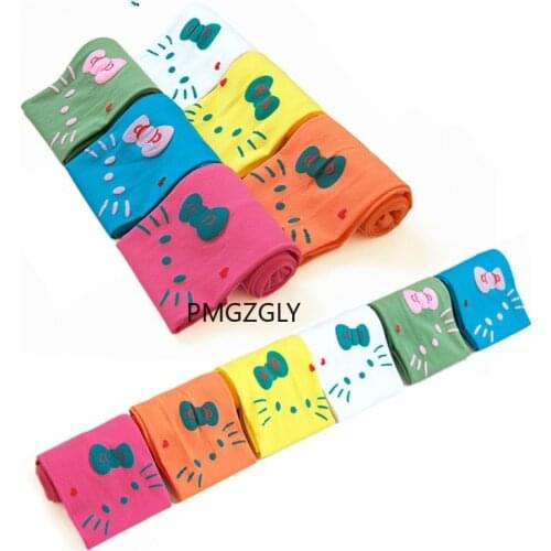 Spring Autumn childrens girl tights Velvet cartoon kitty cat Print stocking girls pantyhose for baby kids Girls Clothing 2-8