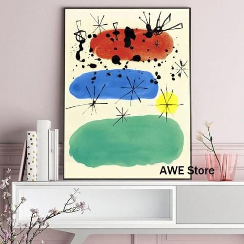 Joan Miro Exhibition Vintage Abstract Poster Canvas Painting Wall Art Picture Mid Century Modern Prints Living Room Home Decor