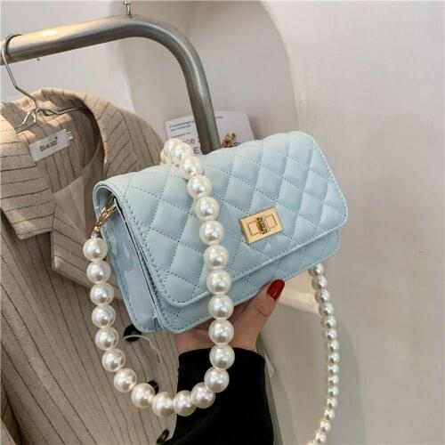 Small PU Leather Shoulder Bag For Women 2021 Fashion Female Handbags Luxury Designer Crossbody Bag Ladies Pearl chain Sling bags
