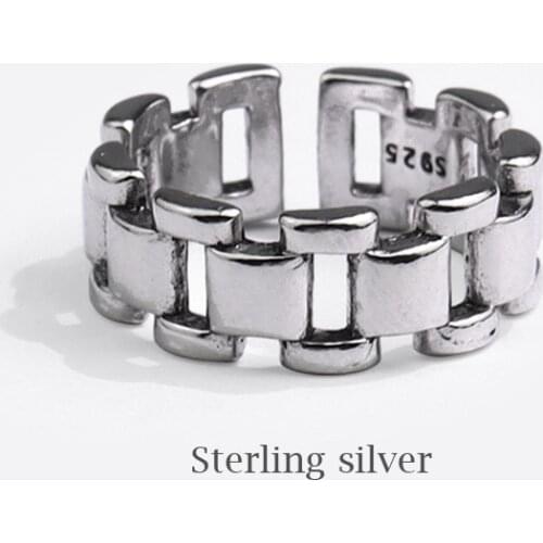 Season Gate 925 Sterling Silver Creative Watch Chain Adjustable Size Open Ring For Women SR210