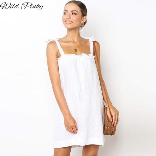 WildPinky 2020 Women Casual Summer Dress Strapless Spaghetti Strap Mini Dresses Women Fashion Vestidos Ladies Elegant Dresses