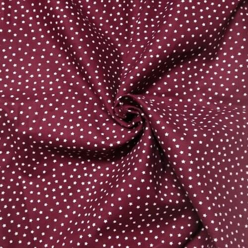 100% Plain Cotton Fabric ViaPhil Wine Red Fivestar Fabric Patchwork Cloth Dress Home Decoration