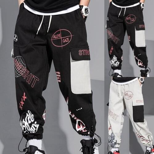 2021 Mens Oversize Pants Fashion Hip Hop Lettered Floral Bouquets Foot Harlan Leggings Pants Trousers All-Match Cargo Pants Men