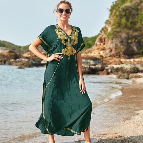 2021 Beach Cover-ups bathing suit cover ups Kaftan Summer Dress Women Beach Wear Swim Suit Cover Up Robe de Plage Q660