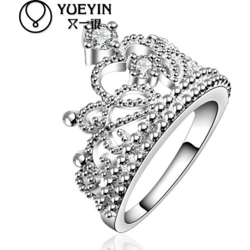 2021 Women Party Jewelry Anillos Crown Princess Name Rings Woman Charm Crystal From Austrian Rinlay Zircon