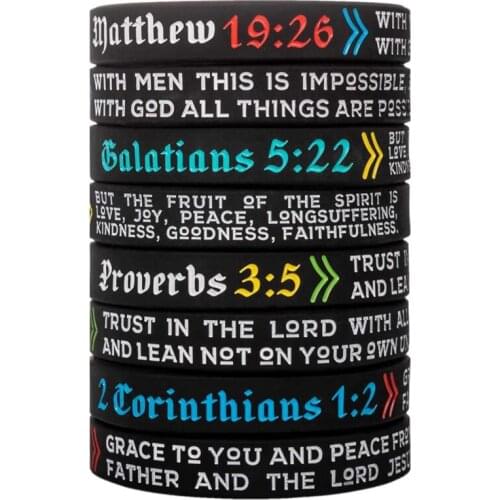 300pcs Matthew Galatians Proverbs 2 Corinthians Religious Scriptures Silicone Wristbands Bracelets Free Shipping by DHL