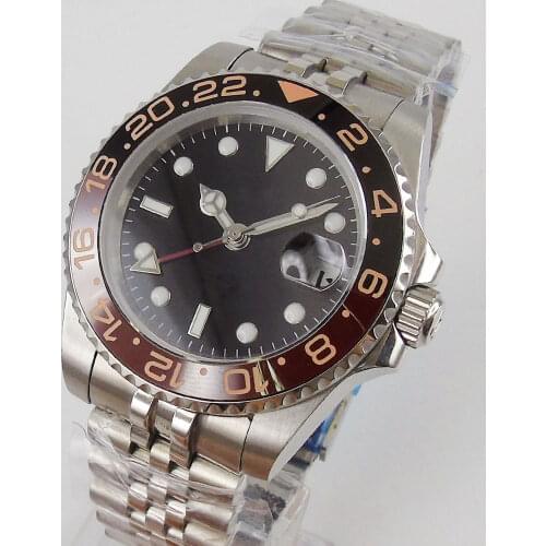 40mm Sterile Dial Sapphire Glass GMT Luminous Date MingZhu 3804 Automatic Movement Mens Watch