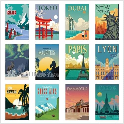 5d Diy Diamond Painting New York Paris Hawaii Tokyo City Landscape Full Diamond Cross Stitch Rhinestone Embroidery Craft Decor