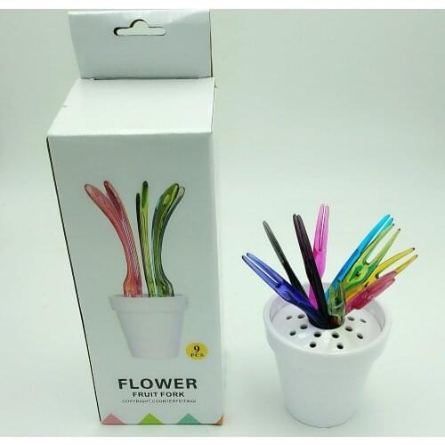 9Pcs/Set Creative Flower Fruit Fork