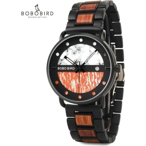 BOBO BIRD Luxury Brand Wood Metal Watch Stylish Date Display Relogio Masculino Gift Drop Shipping U-R30S01