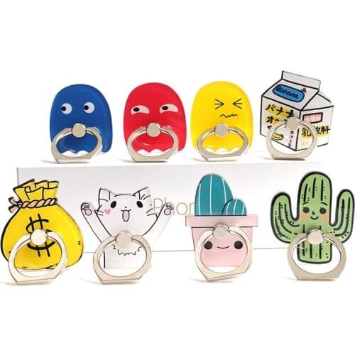 360 Degree Cartoon Cactus Cat Milk Finger Ring Smartphone Stand Holder Mobile Phone Holder For iPhone Xiaomi All Phone