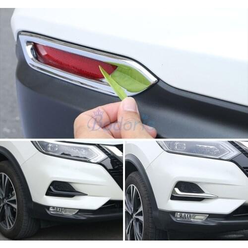 For Nissan Qashqai J11 2018 2019 Front And Rear Fog Lamp Cover Light Overlay Trim Garnish Frame Chrome Car Styling Accessories