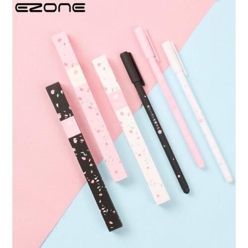 EZONE 3PCS Cherry Blossoms Neutral Pen School Supplies Gel Ink Pen School Stationery Office Suppliers Pen Kids Gifts 0.38mm