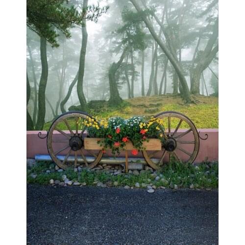 5x7ft Tree Flowers Wheel Photography Backdrops Photo Props Studio Background