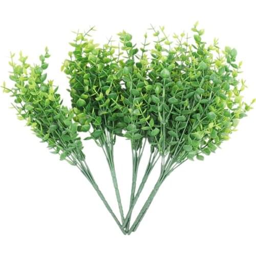 Artificial Plants Faux Boxwood Shrubs 6 Pack, Lifelike Fake Greenery Foliage with 42 Stems for Garden, Patio Yard, Wedding, Offi