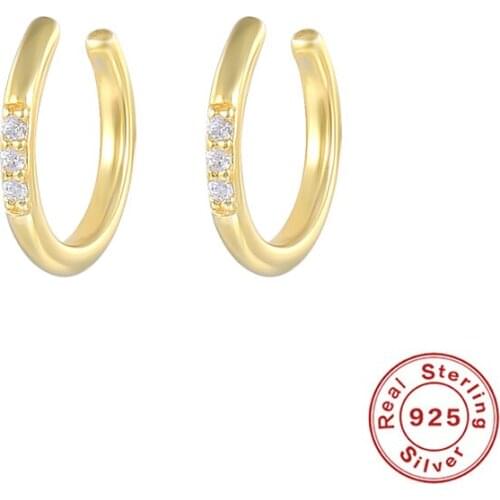 Canner 925 Sterling Silver Ear Cuff Micro-inlaid Zircon Earrings For Women Ear Cuffs for Unpierced Ears kolczyki Damskie 2PCS